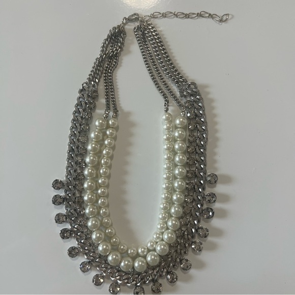 Belle Badgley Mischka Rhinestone and Faux Pearl Statement Necklace - Picture 5 of 11